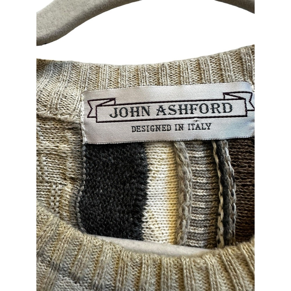 John Ashford Men's 3D Textured Sweater Neutral Tan Multicolor Sz XL Cosby Y2K - Picture 3 of 7